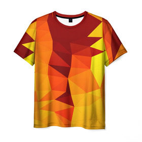 Мужская футболка 3D с принтом Golden в Новосибирске, 100% полиэфир | прямой крой, круглый вырез горловины, длина до линии бедер | геометрия | полигоны | разноцветный | треугольники | яркий