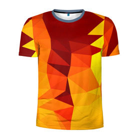 Мужская футболка 3D спортивная с принтом Golden в Новосибирске, 100% полиэстер с улучшенными характеристиками | приталенный силуэт, круглая горловина, широкие плечи, сужается к линии бедра | геометрия | полигоны | разноцветный | треугольники | яркий