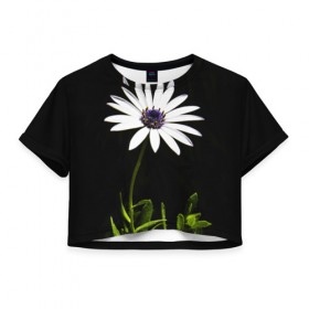 Женская футболка 3D укороченная с принтом Цветок счастья в Новосибирске, 100% полиэстер | круглая горловина, длина футболки до линии талии, рукава с отворотами | лепестки | прикольные картинки | цветочки | цветы