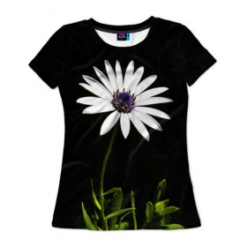Женская футболка 3D с принтом Цветок счастья в Новосибирске, 100% полиэфир ( синтетическое хлопкоподобное полотно) | прямой крой, круглый вырез горловины, длина до линии бедер | лепестки | прикольные картинки | цветочки | цветы