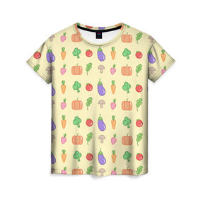 Женская футболка 3D с принтом Рай вегетарианца в Новосибирске, 100% полиэфир ( синтетическое хлопкоподобное полотно) | прямой крой, круглый вырез горловины, длина до линии бедер | вегетарианцы | забавные | необычные | овощи | приколы
