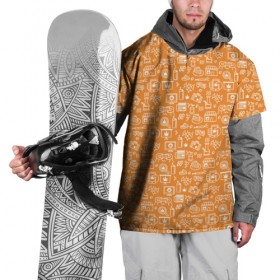 Накидка на куртку 3D с принтом Жизнь на Ямайке в Новосибирске, 100% полиэстер |  | Тематика изображения на принте: оранжевый | паттерн