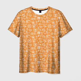 Мужская футболка 3D с принтом Жизнь на Ямайке в Новосибирске, 100% полиэфир | прямой крой, круглый вырез горловины, длина до линии бедер | оранжевый | паттерн