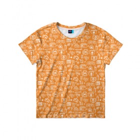 Детская футболка 3D с принтом Жизнь на Ямайке в Новосибирске, 100% гипоаллергенный полиэфир | прямой крой, круглый вырез горловины, длина до линии бедер, чуть спущенное плечо, ткань немного тянется | Тематика изображения на принте: оранжевый | паттерн