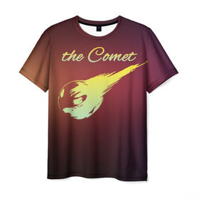 Мужская футболка 3D с принтом Летящая комета в Новосибирске, 100% полиэфир | прямой крой, круглый вырез горловины, длина до линии бедер | Тематика изображения на принте: комета | космос | красиво | надписи | планета