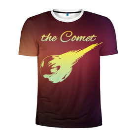 Мужская футболка 3D спортивная с принтом Летящая комета в Новосибирске, 100% полиэстер с улучшенными характеристиками | приталенный силуэт, круглая горловина, широкие плечи, сужается к линии бедра | Тематика изображения на принте: комета | космос | красиво | надписи | планета
