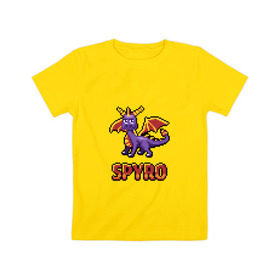 Детская футболка хлопок с принтом Дракон Спайро. 8 bit. в Новосибирске, 100% хлопок | круглый вырез горловины, полуприлегающий силуэт, длина до линии бедер | dragon | pixel art | spyro | дракон | пиксель арт | спайро
