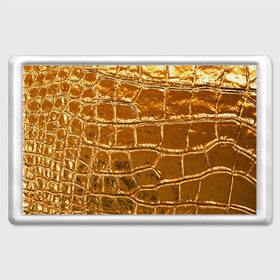Магнит 45*70 с принтом Золотой Крокодил в Новосибирске, Пластик | Размер: 78*52 мм; Размер печати: 70*45 | gold | texture | глянец | золото | кожа | крокодил | текстура