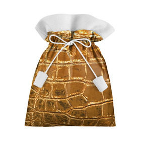 Подарочный 3D мешок с принтом Золотой Крокодил в Новосибирске, 100% полиэстер | Размер: 29*39 см | gold | texture | глянец | золото | кожа | крокодил | текстура