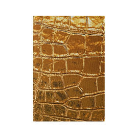 Обложка для паспорта матовая кожа с принтом Золотой Крокодил в Новосибирске, натуральная матовая кожа | размер 19,3 х 13,7 см; прозрачные пластиковые крепления | gold | texture | глянец | золото | кожа | крокодил | текстура