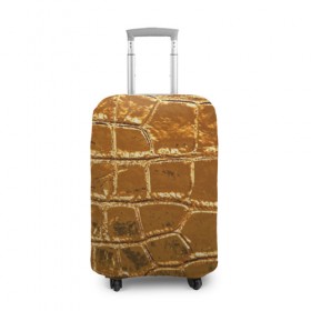 Чехол для чемодана 3D с принтом Золотой Крокодил в Новосибирске, 86% полиэфир, 14% спандекс | двустороннее нанесение принта, прорези для ручек и колес | gold | texture | глянец | золото | кожа | крокодил | текстура