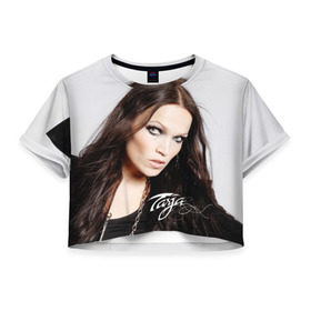 Женская футболка 3D укороченная с принтом Tarja Turunen Nightwish в Новосибирске, 100% полиэстер | круглая горловина, длина футболки до линии талии, рукава с отворотами | nightwish | металл | музыка | рок | тарья турунен