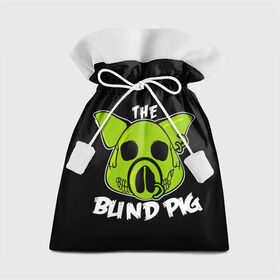 Подарочный 3D мешок с принтом Blind Pig в Новосибирске, 100% полиэстер | Размер: 29*39 см | Тематика изображения на принте: ад | зеленый | свинья | череп
