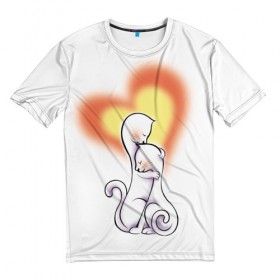 Мужская футболка 3D с принтом Верность любви в Новосибирске, 100% полиэфир | прямой крой, круглый вырез горловины, длина до линии бедер | Тематика изображения на принте: арт | краска | лето | лучи | любовь | рисунки | свет | цветы