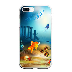 Чехол для iPhone 7Plus/8 Plus матовый с принтом Золотая рыбка в Новосибирске, Силикон | Область печати: задняя сторона чехла, без боковых панелей | вода | водоросли | море | подводный мир | природа | рыба | рыбка | туризм