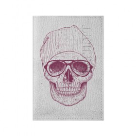 Обложка для паспорта матовая кожа с принтом Cool Skull в Новосибирске, натуральная матовая кожа | размер 19,3 х 13,7 см; прозрачные пластиковые крепления | Тематика изображения на принте: красивый | крутой | очки | рисунок | узор | череп