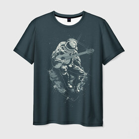 Мужская футболка 3D с принтом Астронавт в Новосибирске, 100% полиэфир | прямой крой, круглый вырез горловины, длина до линии бедер | music | гитара | звезды | космонавт | космос | музыка