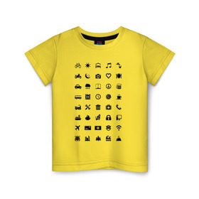 Детская футболка хлопок с принтом Iconspeak в Новосибирске, 100% хлопок | круглый вырез горловины, полуприлегающий силуэт, длина до линии бедер | Тематика изображения на принте: знаки | символы | турист