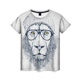 Женская футболка 3D с принтом Cool Lion в Новосибирске, 100% полиэфир ( синтетическое хлопкоподобное полотно) | прямой крой, круглый вырез горловины, длина до линии бедер | красивый | крутой | лев | львица | очки | рисунок | узор