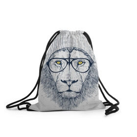 Рюкзак-мешок 3D с принтом Cool Lion в Новосибирске, 100% полиэстер | плотность ткани — 200 г/м2, размер — 35 х 45 см; лямки — толстые шнурки, застежка на шнуровке, без карманов и подкладки | красивый | крутой | лев | львица | очки | рисунок | узор