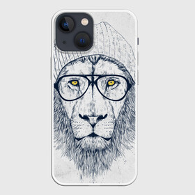 Чехол для iPhone 13 mini с принтом Cool Lion в Новосибирске,  |  | красивый | крутой | лев | львица | очки | рисунок | узор