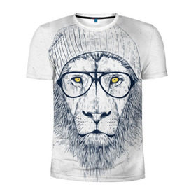 Мужская футболка 3D спортивная с принтом Cool Lion в Новосибирске, 100% полиэстер с улучшенными характеристиками | приталенный силуэт, круглая горловина, широкие плечи, сужается к линии бедра | Тематика изображения на принте: красивый | крутой | лев | львица | очки | рисунок | узор