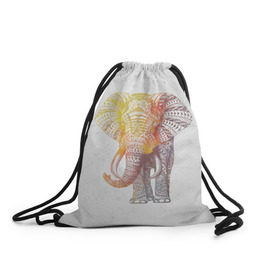 Рюкзак-мешок 3D с принтом Solar Elephant в Новосибирске, 100% полиэстер | плотность ткани — 200 г/м2, размер — 35 х 45 см; лямки — толстые шнурки, застежка на шнуровке, без карманов и подкладки | красивый | крутой | рисунок | слон | узор