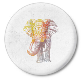 Значок с принтом Solar Elephant в Новосибирске,  металл | круглая форма, металлическая застежка в виде булавки | красивый | крутой | рисунок | слон | узор