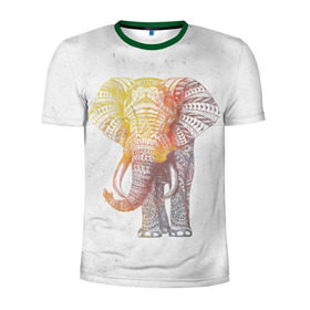 Мужская футболка 3D спортивная с принтом Solar Elephant в Новосибирске, 100% полиэстер с улучшенными характеристиками | приталенный силуэт, круглая горловина, широкие плечи, сужается к линии бедра | красивый | крутой | рисунок | слон | узор