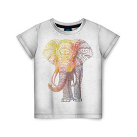 Детская футболка 3D с принтом Solar Elephant в Новосибирске, 100% гипоаллергенный полиэфир | прямой крой, круглый вырез горловины, длина до линии бедер, чуть спущенное плечо, ткань немного тянется | красивый | крутой | рисунок | слон | узор