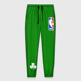 Мужские брюки 3D с принтом Boston Celtics в Новосибирске, 100% полиэстер | манжеты по низу, эластичный пояс регулируется шнурком, по бокам два кармана без застежек, внутренняя часть кармана из мелкой сетки | Тематика изображения на принте: boston celtics | бостон | бостон селтикс | нба | селтикс