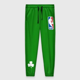 Женские брюки 3D с принтом Boston Celtics в Новосибирске, полиэстер 100% | прямой крой, два кармана без застежек по бокам, с мягкой трикотажной резинкой на поясе и по низу штанин. В поясе для дополнительного комфорта — широкие завязки | boston celtics | бостон | бостон селтикс | нба | селтикс