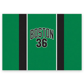 Поздравительная открытка с принтом Boston Celtics 36 в Новосибирске, 100% бумага | плотность бумаги 280 г/м2, матовая, на обратной стороне линовка и место для марки
 | Тематика изображения на принте: 36 | boston celtics | shaquille oneal | бостон | бостон селтикс | нба | селтикс | шакил онил