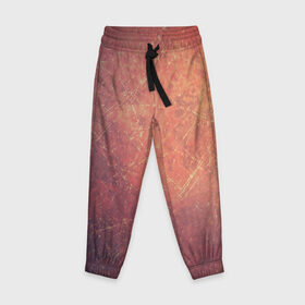 Детские брюки 3D с принтом Космические пятна в Новосибирске, 100% полиэстер | манжеты по низу, эластичный пояс регулируется шнурком, по бокам два кармана без застежек, внутренняя часть кармана из мелкой сетки | кометы | космос | оранжевый | пятна | текстура | царапины