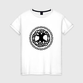 Женская футболка хлопок с принтом Дерево жизни в Новосибирске, 100% хлопок | прямой крой, круглый вырез горловины, длина до линии бедер, слегка спущенное плечо | дерево жизни | джен делис | кельты | символы