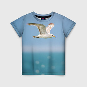 Детская футболка 3D с принтом Чайка в Новосибирске, 100% гипоаллергенный полиэфир | прямой крой, круглый вырез горловины, длина до линии бедер, чуть спущенное плечо, ткань немного тянется | вода | море | пернатые | природа | простор | птица | свобода | солнце | чайка