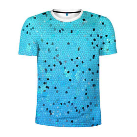 Мужская футболка 3D спортивная с принтом Синий узор в Новосибирске, 100% полиэстер с улучшенными характеристиками | приталенный силуэт, круглая горловина, широкие плечи, сужается к линии бедра | абстракция | арт | мозайка | рисунок | синий | текстура | узоры