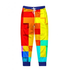 Мужские брюки 3D с принтом Pixel-Fon в Новосибирске, 100% полиэстер | манжеты по низу, эластичный пояс регулируется шнурком, по бокам два кармана без застежек, внутренняя часть кармана из мелкой сетки | кубики | пиксель | разноцветный | текстура | яркий