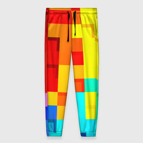 Женские брюки 3D с принтом Pixel-Fon в Новосибирске, полиэстер 100% | прямой крой, два кармана без застежек по бокам, с мягкой трикотажной резинкой на поясе и по низу штанин. В поясе для дополнительного комфорта — широкие завязки | кубики | пиксель | разноцветный | текстура | яркий