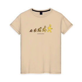 Женская футболка хлопок с принтом Эволюция Гомера в Новосибирске, 100% хлопок | прямой крой, круглый вырез горловины, длина до линии бедер, слегка спущенное плечо | homer simpson | the simpsons | гомер | симпсоны | эволюция