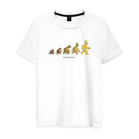 Мужская футболка хлопок с принтом Эволюция Гомера в Новосибирске, 100% хлопок | прямой крой, круглый вырез горловины, длина до линии бедер, слегка спущенное плечо. | homer simpson | the simpsons | гомер | симпсоны | эволюция
