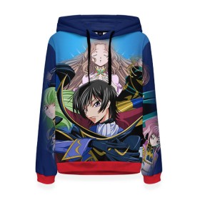 Женская толстовка 3D с принтом Code Geass 1 в Новосибирске, 100% полиэстер  | двухслойный капюшон со шнурком для регулировки, мягкие манжеты на рукавах и по низу толстовки, спереди карман-кенгуру с мягким внутренним слоем. | anime | аниме | анимешник | анимешникам | восставший лелуш | код гиас | код гиасс | код гиасс: восставший лелуш