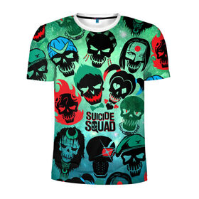 Мужская футболка 3D спортивная с принтом Suicide Squad в Новосибирске, 100% полиэстер с улучшенными характеристиками | приталенный силуэт, круглая горловина, широкие плечи, сужается к линии бедра | harley quinn | suicide squad | харли квинн