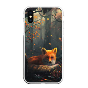 Чехол для iPhone XS Max матовый с принтом Лиса в Новосибирске, Силикон | Область печати: задняя сторона чехла, без боковых панелей | autum | forest | fox | лес | лиса | осень