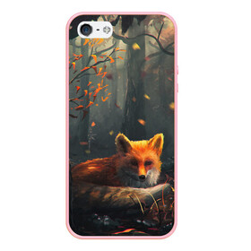 Чехол для iPhone 5/5S матовый с принтом Лиса в Новосибирске, Силикон | Область печати: задняя сторона чехла, без боковых панелей | autum | forest | fox | лес | лиса | осень