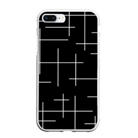 Чехол для iPhone 7Plus/8 Plus матовый с принтом Geometric (2) в Новосибирске, Силикон | Область печати: задняя сторона чехла, без боковых панелей | geometric | белый | геометрик | линии | текстура | чёрный