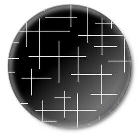 Значок с принтом Geometric (2) в Новосибирске,  металл | круглая форма, металлическая застежка в виде булавки | geometric | белый | геометрик | линии | текстура | чёрный