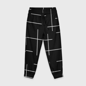 Детские брюки 3D с принтом Geometric (2) в Новосибирске, 100% полиэстер | манжеты по низу, эластичный пояс регулируется шнурком, по бокам два кармана без застежек, внутренняя часть кармана из мелкой сетки | Тематика изображения на принте: geometric | белый | геометрик | линии | текстура | чёрный