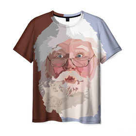 Мужская футболка 3D с принтом Санта Клаус в стиле WPAP в Новосибирске, 100% полиэфир | прямой крой, круглый вырез горловины, длина до линии бедер | Тематика изображения на принте: веселье | дед мороз | новый год | праздник | санта