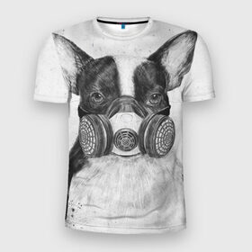Мужская футболка 3D спортивная с принтом Cool Dog в Новосибирске, 100% полиэстер с улучшенными характеристиками | приталенный силуэт, круглая горловина, широкие плечи, сужается к линии бедра | Тематика изображения на принте: красивый | крутой | маска | пес | рисунок | узор